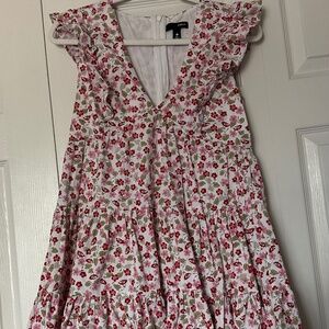 AQUA Mini Floral Ruffle Dress